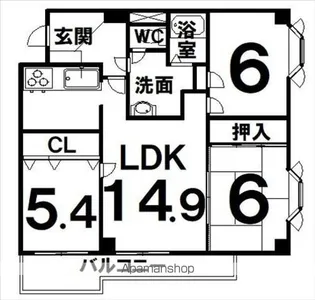 大通南2マンション【3階】の間取り